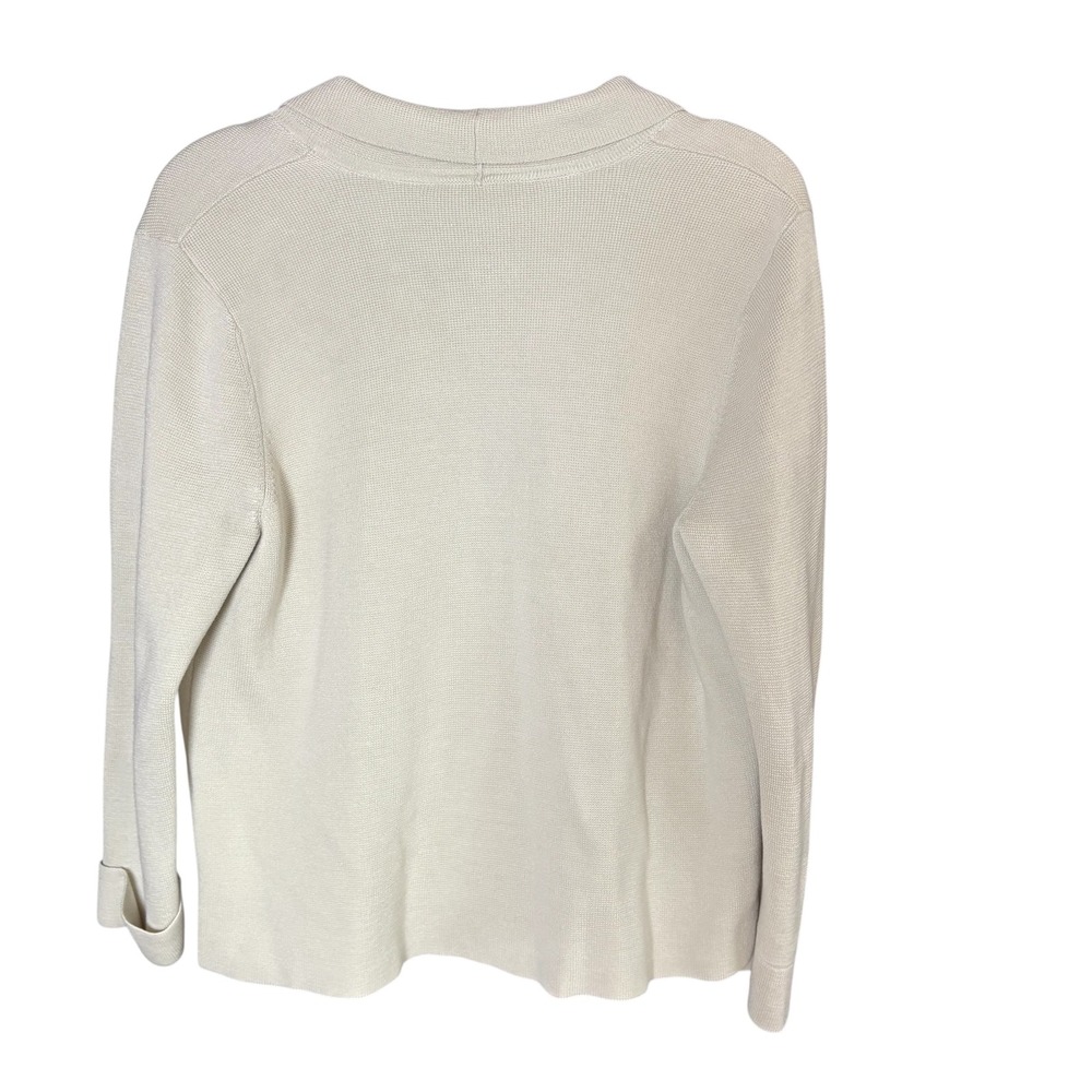 EILEEN FISHER Cream Silk‎ Organic Cotton One Button Cardigan Sweater Med Petite - Picture 4 of 9